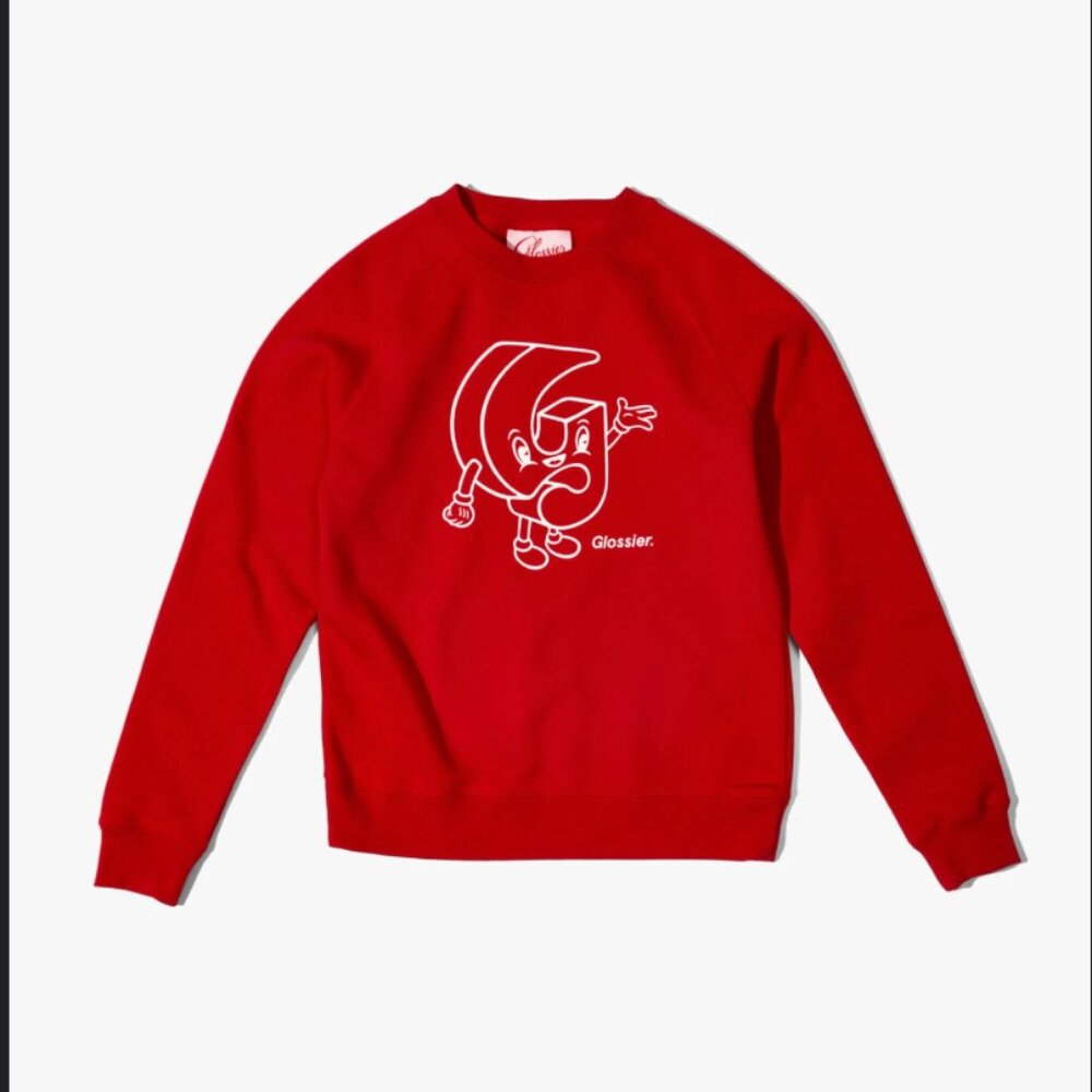 Glossier Red Crewneck Sweatshirt with White Graphic
